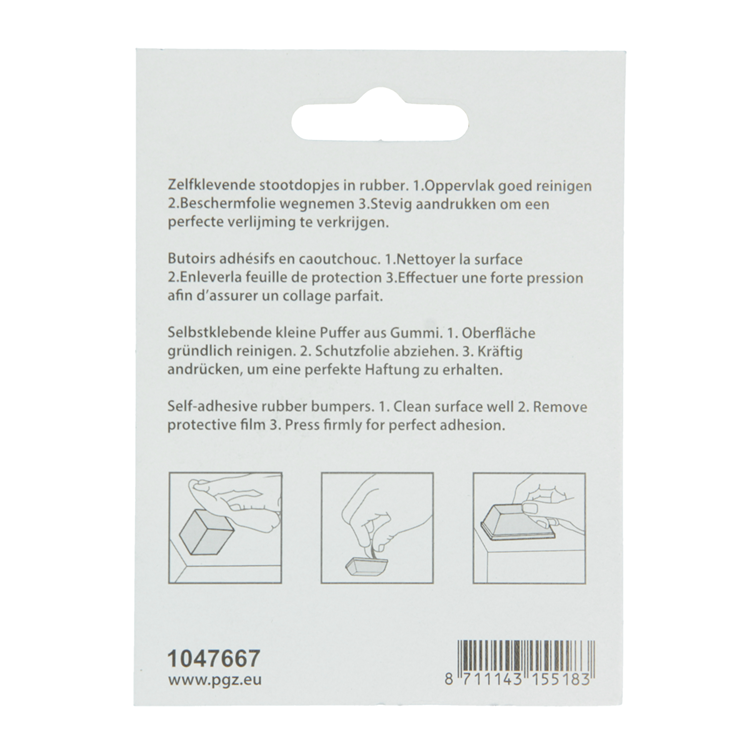 Mack 1047667 - Gummistopfen selbstklebend weiß 12 x 12 mm 8 Stück | 6 Stück
