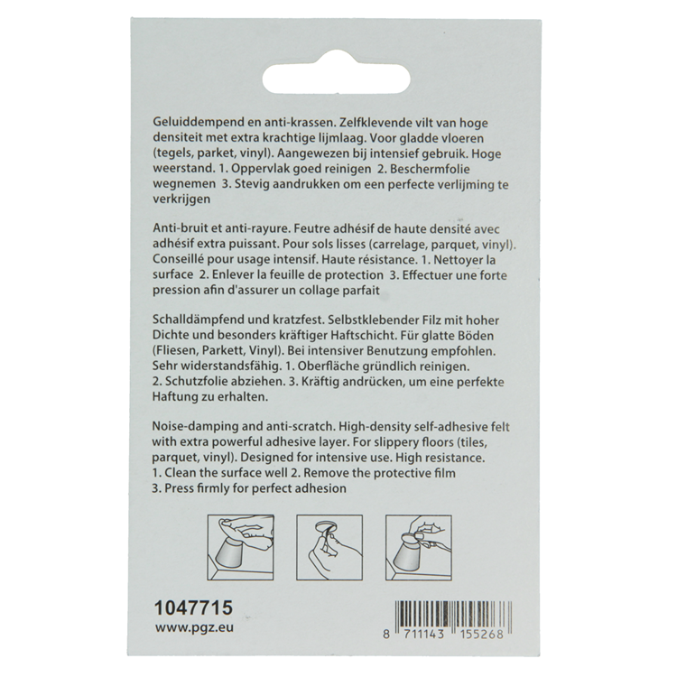 Mack 1047715 - Filzpastille selbstklebend weiß 25 x 25 mm 12 Stück | 12 Stück