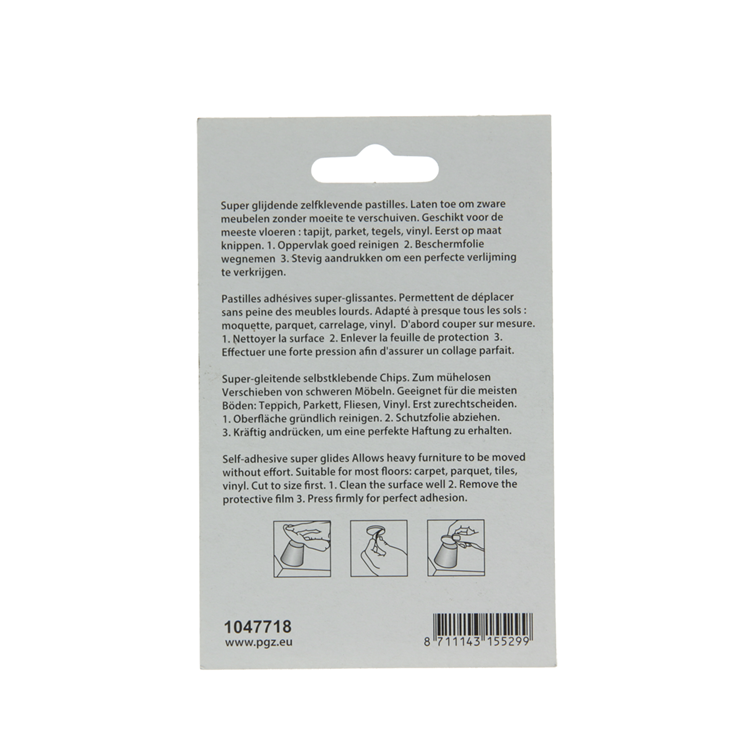 Mack 1047718 - Super-Gleitpastille selbstklebend grau 16 x 75 mm 4 Stück | 12 Stück