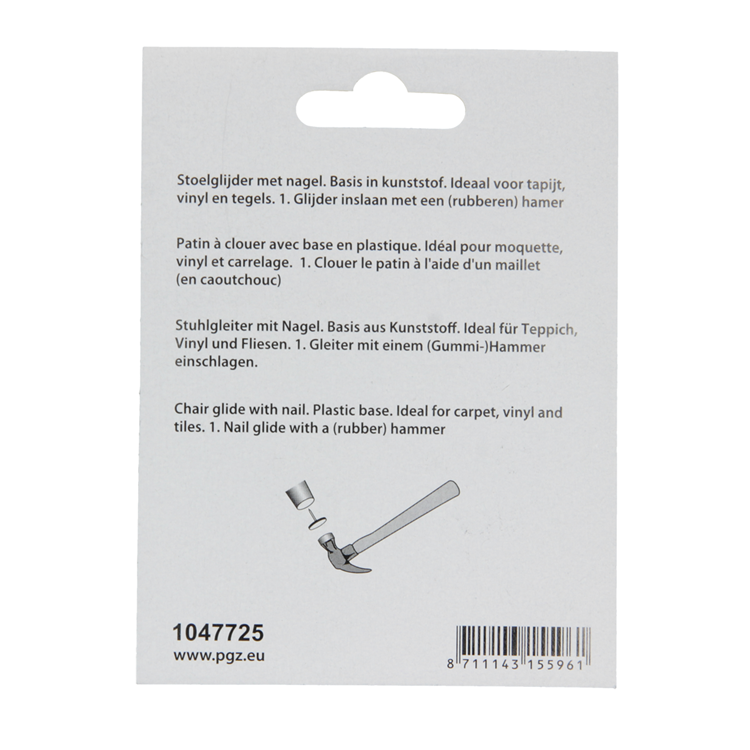 Mack 1047725 - Stuhlgleiter Nagel Kunststoff weiß ø 25 mm 8 Stück | 6 Stück