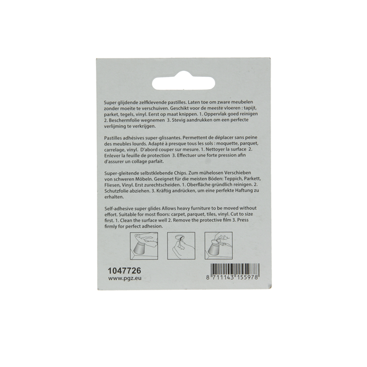 Mack 1047726 - Super-Gleitpastille selbstklebend grau ø 25 mm 4 Stück | 12 Stück