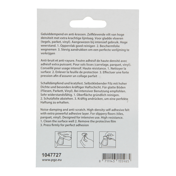 Mack 1047727 - Filzpastille selbstklebend weiß 19 x 19 mm 18 Stück | 12 Stück