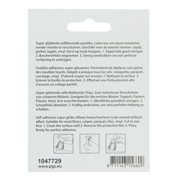 Mack 1047729 - Super-Gleitpastille selbstklebend grau ø 30 mm 4 Stück | 12 Stück