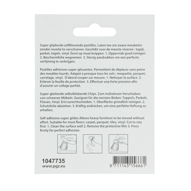 Mack 1047735 - Super-Gleitpastille selbstklebend grau 25 x 25 mm 4 Stück | 12 Stück