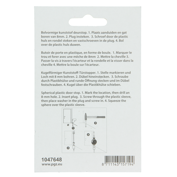 Mack 1047648 - Türkugel mit Stecker weiß ø 35 mm 1 St. Stk. | 6 Stück