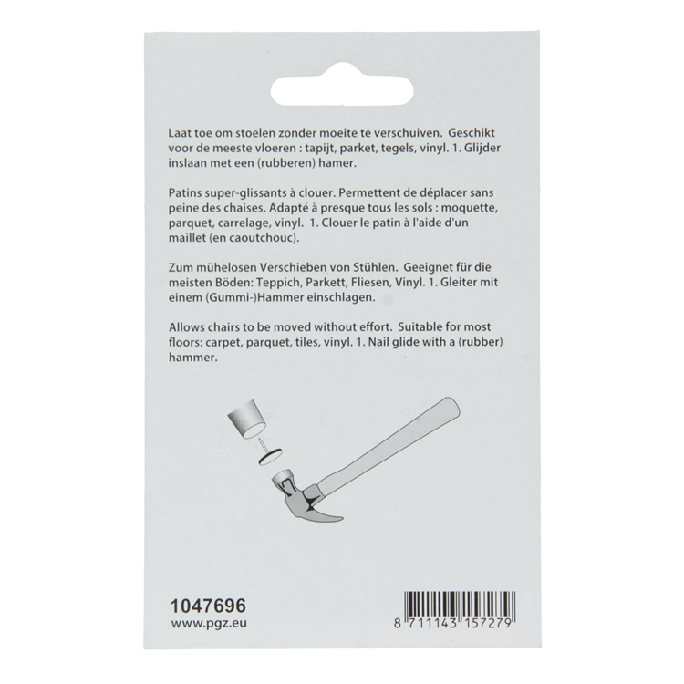Mack 1047696 - Supergleiter mit Nagel grau ø 22 mm 4 Stück | 6 Stück