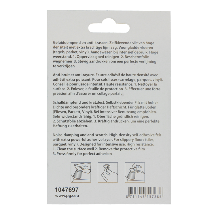 Mack 1047697 - Filzpastille selbstklebend weiß ø 22 mm 12 Stück | 12 Stück