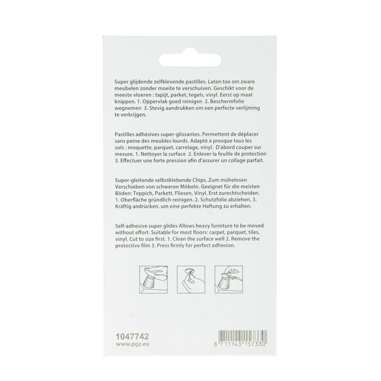 Mack 1047742 - Super-Gleitpastille selbstklebend grau 25 x 100 mm 4 Stück | 12 Stück