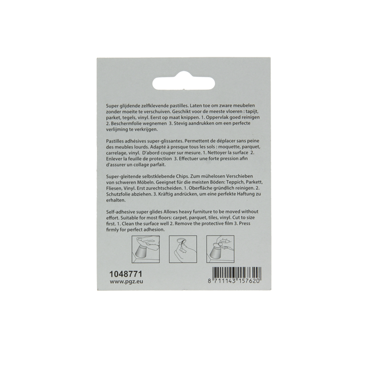 Mack 1048771 - Super-Gleitpastille selbstklebend grau 30 x 30 mm 4 Stück | 12 Stück