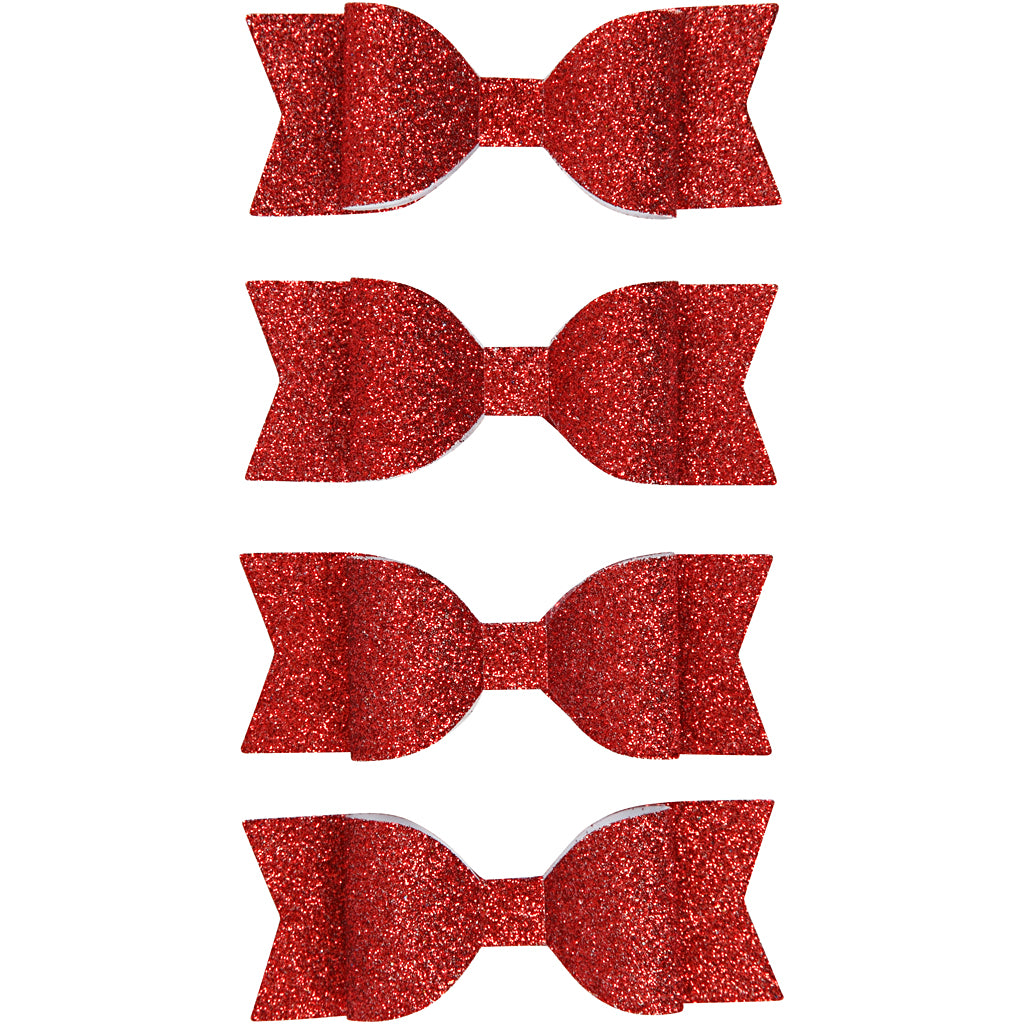 Vivi-Gade-Schleifen, Größe 31 x 85 mm, roter Glitzer, 4 Stück 1 Box