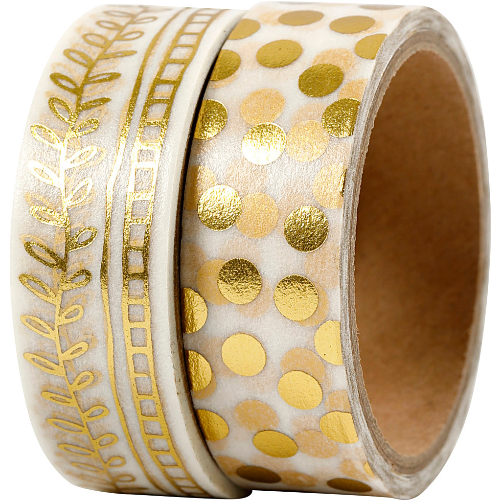 Vivi Gade Abdeckband, Ranken und Punkte – Folie, B: 15 mm, Gold, 2x4 m 1 Box