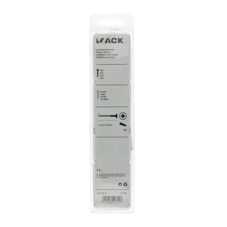Mack 1017996 – Spanplattenschraube mit Kopf gelb beschichtet. 18 Stück 6,0 x 80 mm | 5 Stück