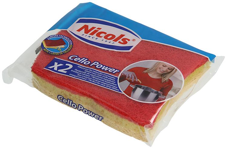 Nicols 1005986 – Scheuerschwamm 3-lagig Cello Power 2 Stück | 14 Stück
