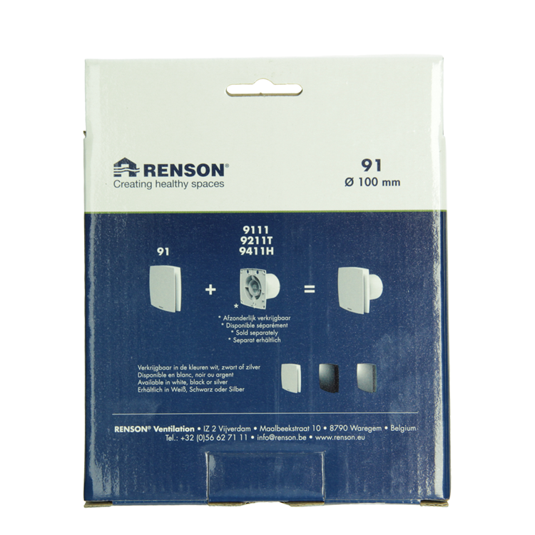 Renson 1069257 – mechanische Lüfterabdeckung (9 x 11-Durchmesser 100) 91b (schwarz) | 2 Stk
