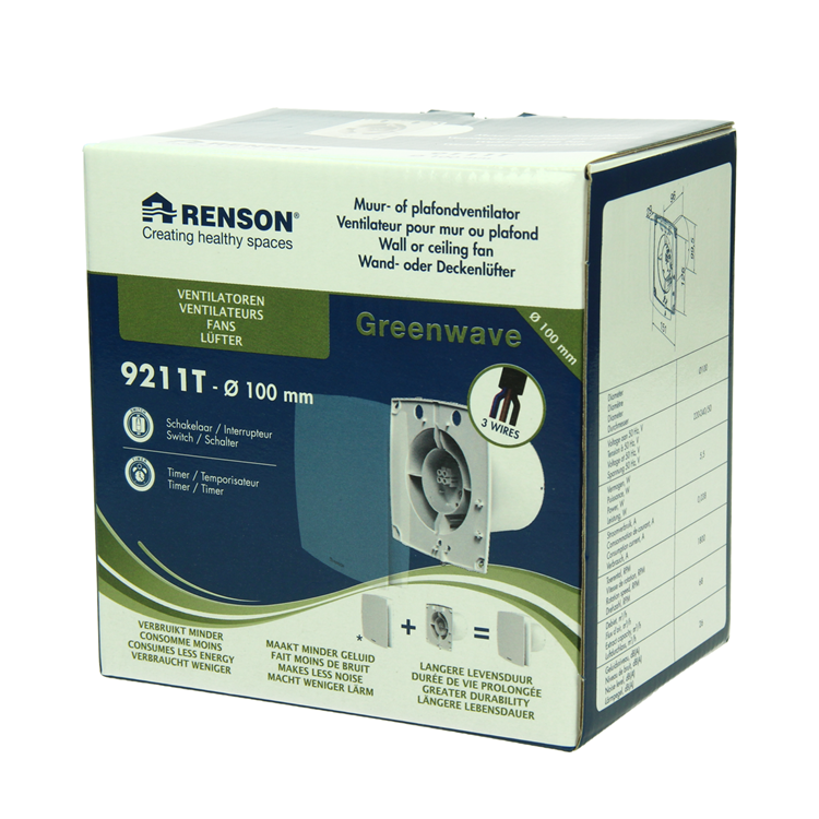 Renson 1069251 - mech. Ventilator mit Timer 9211t (Durchmesser 100) | 2 Stk