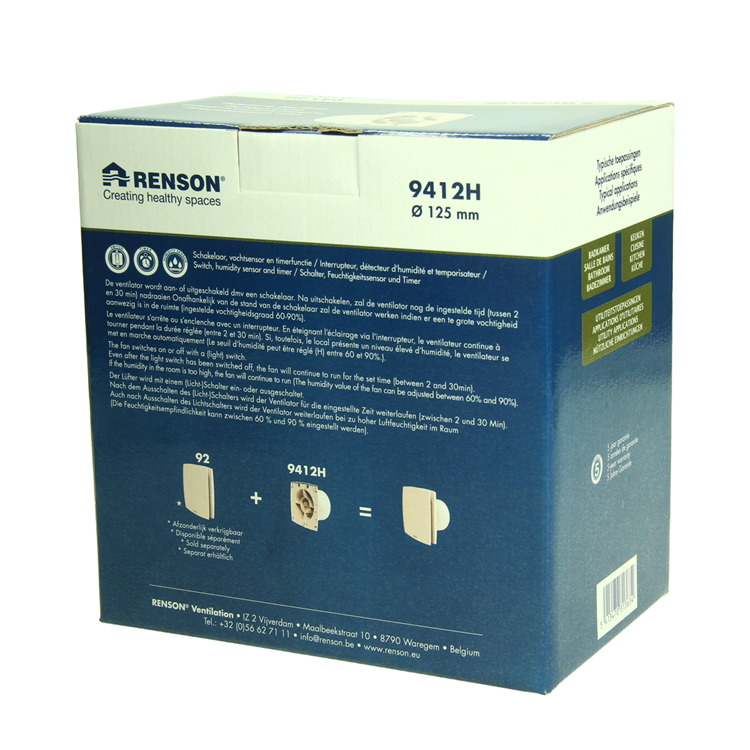 Renson 1069255 - mech.ventil. Timer Feuchtigkeitssensor9412h (Folie 125) | 2 Stk