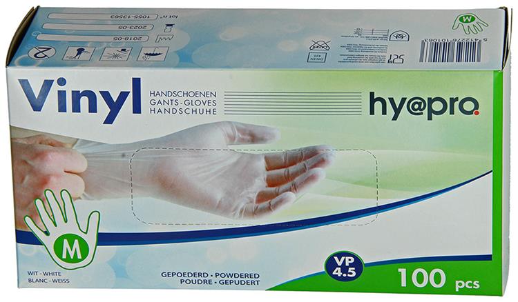 Hy@pro 1056837 – Handschuh Vinyl mittel + Box mit 100 Stück | 5 Stück