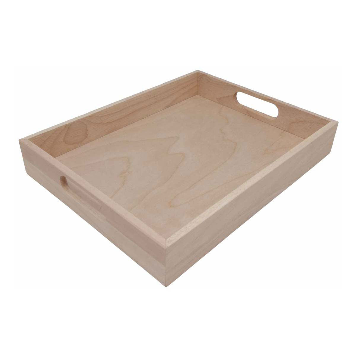 Playwood Holztablett mit geradem Griff, gerade Kante aus Gummiholz