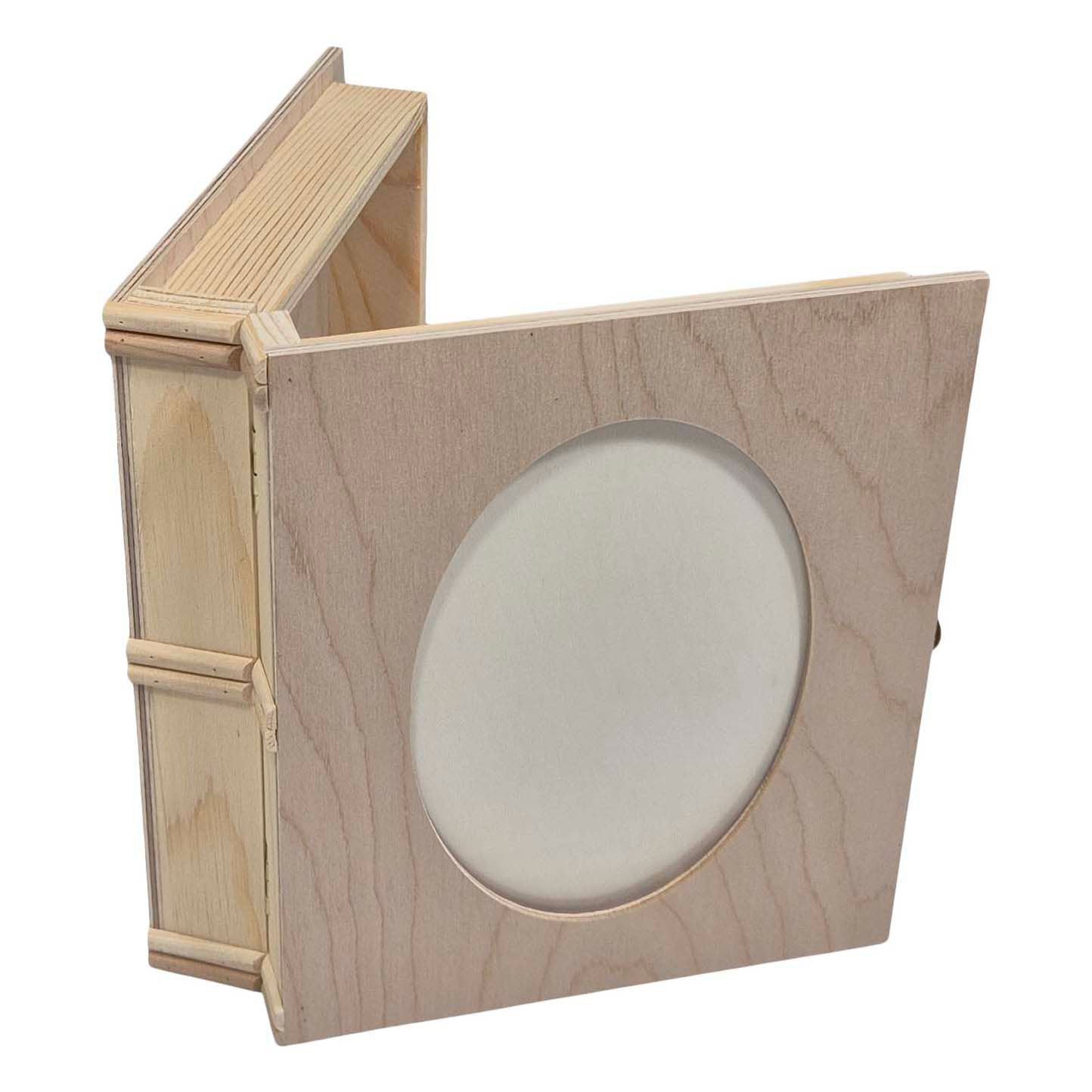Playwood Holzkiste in Buchform mit Fotorahmen