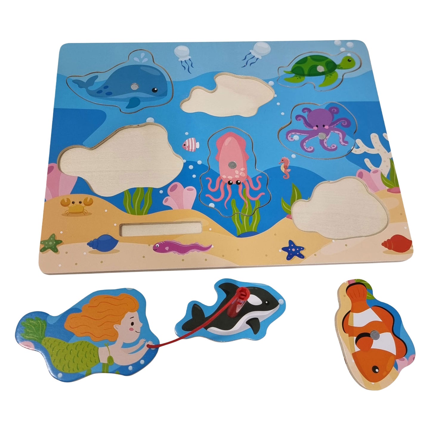 Playwood Holzpuzzle und Angelspiel – 7-tlg.