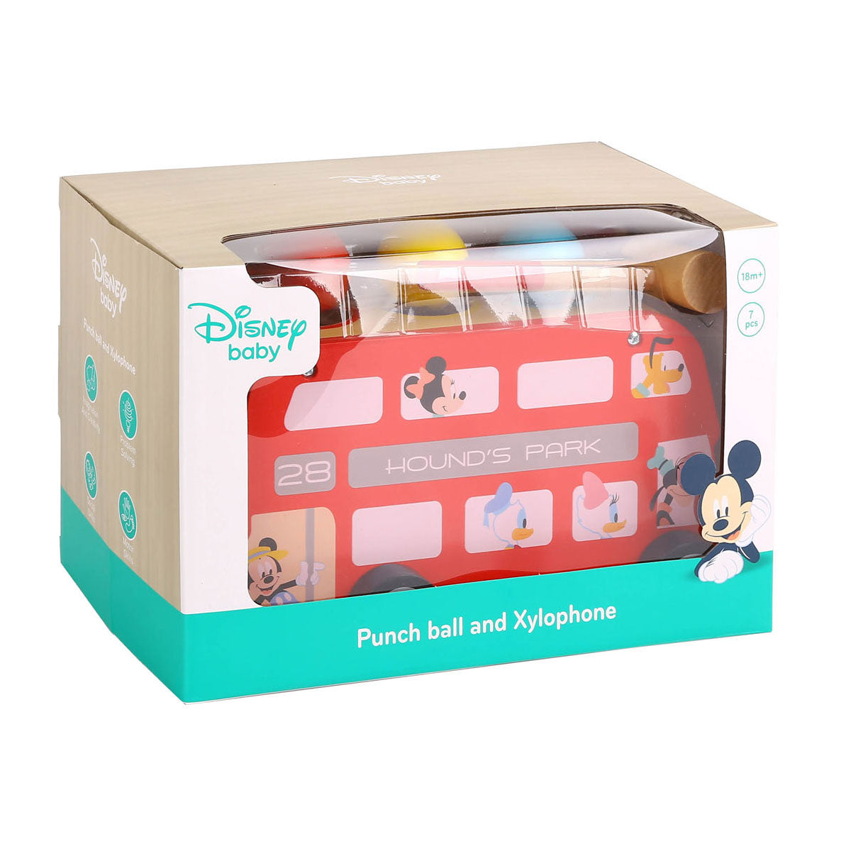 Disney Mickey Mouse Holz Hamperbank und Xylophon