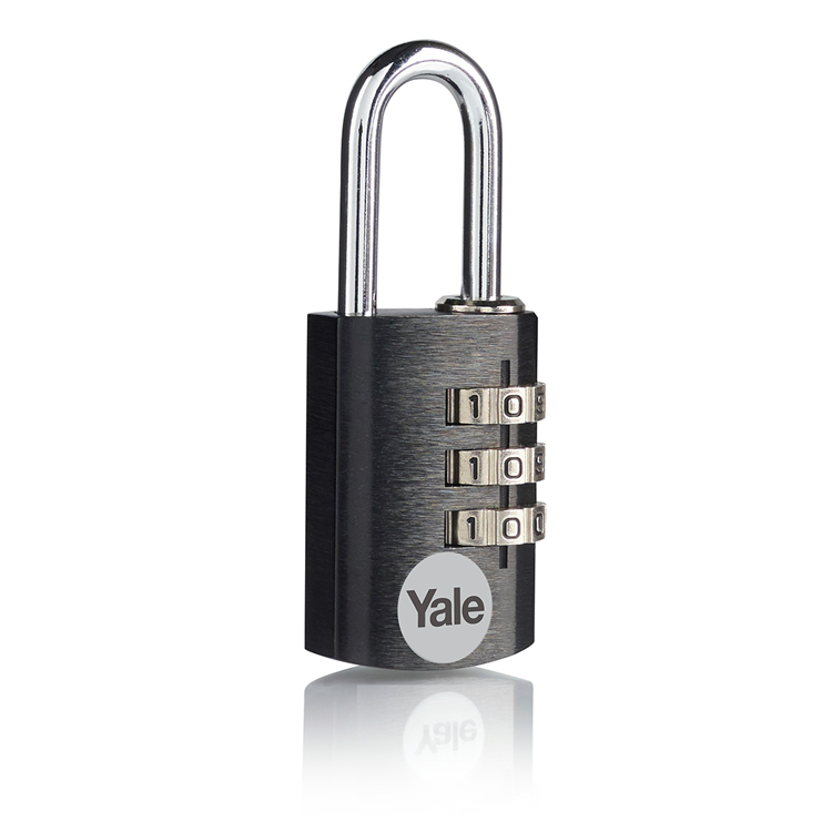 Yale 1065202 – Vorhängeschloss 20 mm Aluminium schwarz Standard | 3 Stück
