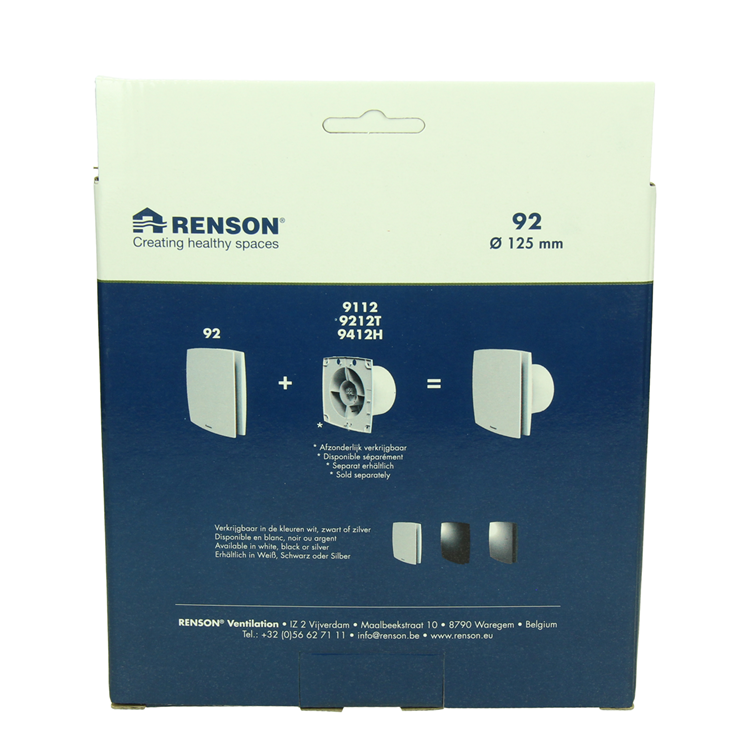Renson 1069259 – mechanische Lüfterabdeckung (9 x 12-Durchmesser 125) 92 W (weiß) | 2 Stk