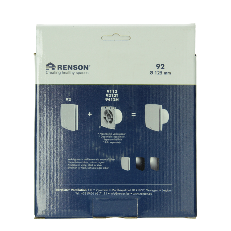 Renson 1069260 – mechanische Lüfterabdeckung (9 x 12-Durchmesser 125) 92b (schwarz) | 2 Stk