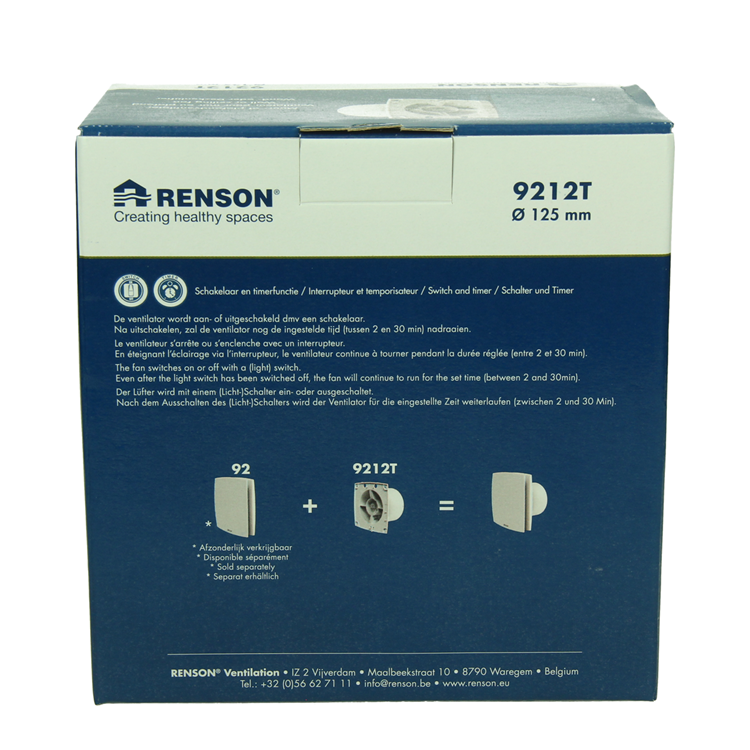 Renson 1069254 - mech. Ventilator mit Timer 9212t (Durchmesser 125) | 2 Stk