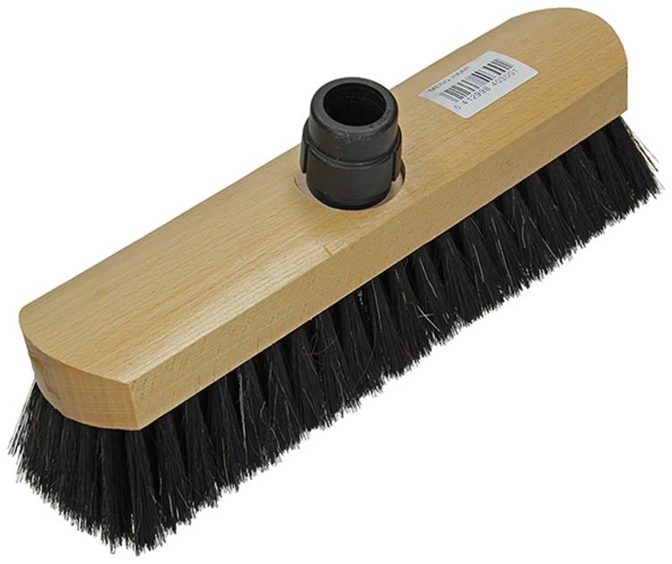 1008321 - Zimmerbesen schwarzes Haar rund Holz klar lackiert + Stiel TL30cm | 3 Stück