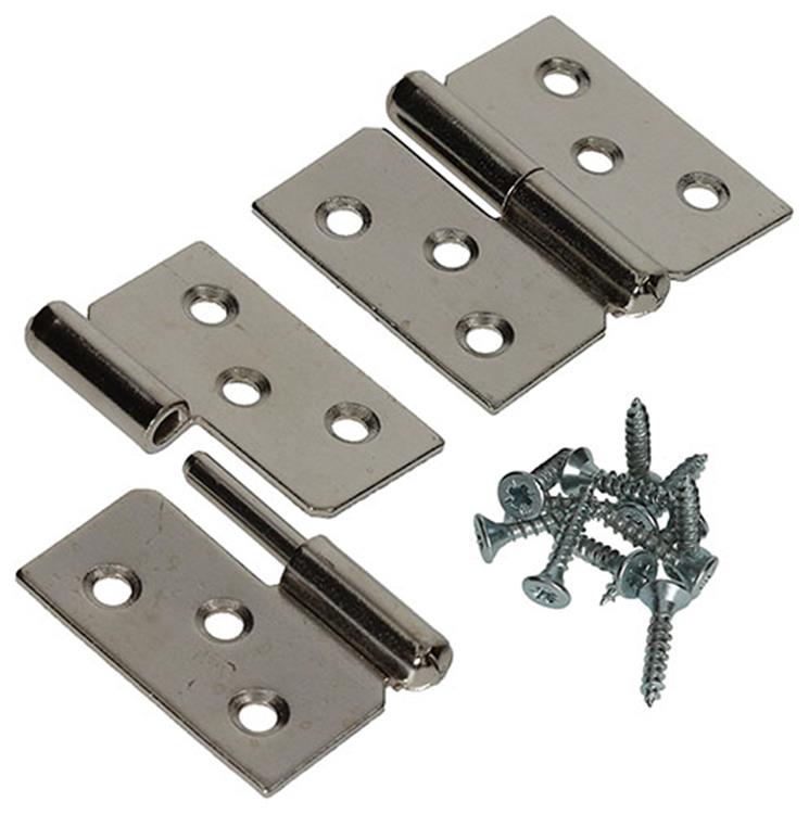 Mack 1013350 - 2 Möbelscharniere links vernickelt H 40 x B 50 mm | 5 Stück