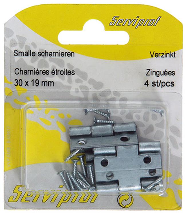 Mack 1013544 - 4 schmale Scharniere verzinkt H 30 x B 19 mm | 5 Stück