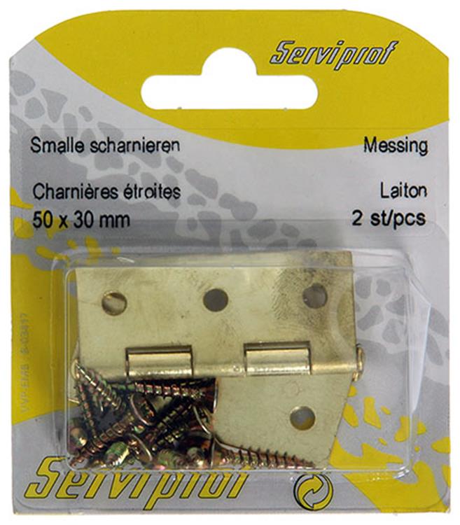 Mack 1013338 - 2 schmale Scharniere Messing H 50 x B 30 mm | 5 Stück
