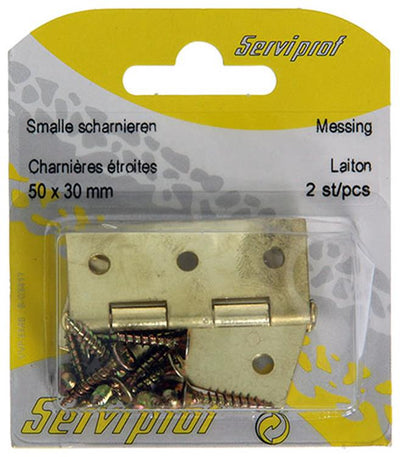 Mack 1013338 - 2 schmale Scharniere Messing H 50 x B 30 mm | 5 Stück