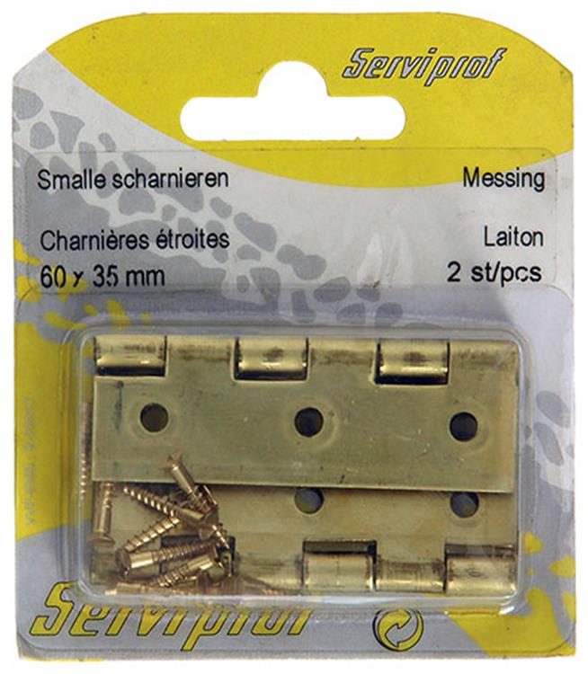 Mack 1013504 - 2 schmale Scharniere Messing H 60 x B 46 mm | 5 Stück