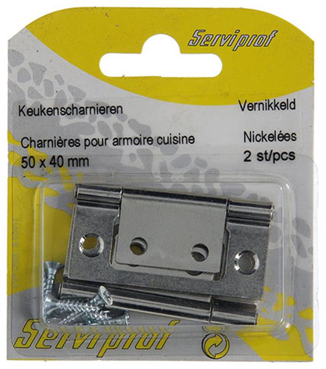 Mack 1013560 - 2 Scharniere für Falttür vernickelt H 50 x B 40 mm | 5 Stück