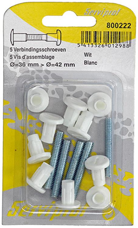 Mack 1015828 – 5 Verbindungsschrauben weiß 34–44 mm | 10 Stück