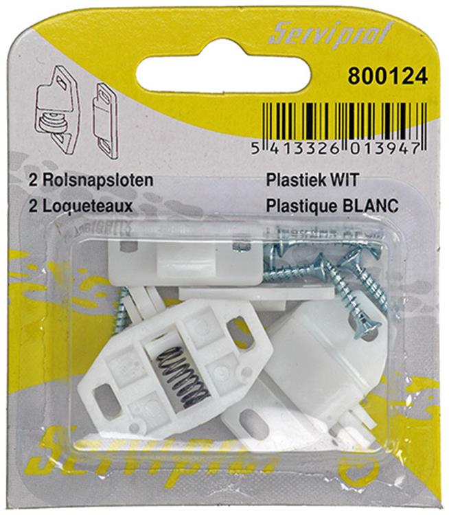Mack 1015811 – 2 Roll-Schnappschlösser aus weißem Kunststoff | 10 Stück