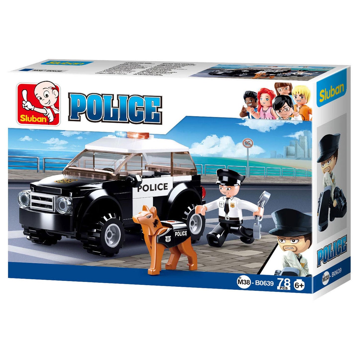 Sluban -Polizeiauto mit Hund