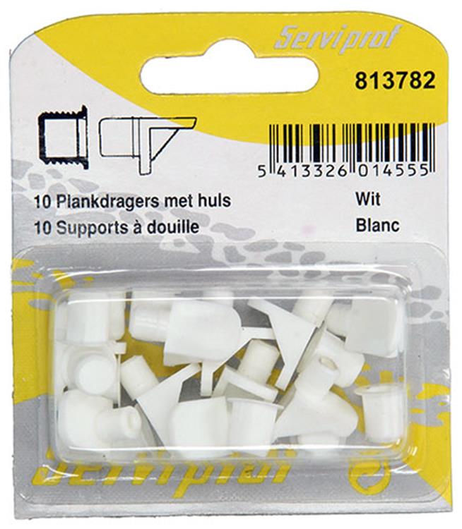 Mack 1017029 - 10 Regalträger mit Hülse weiß | 5 Stück