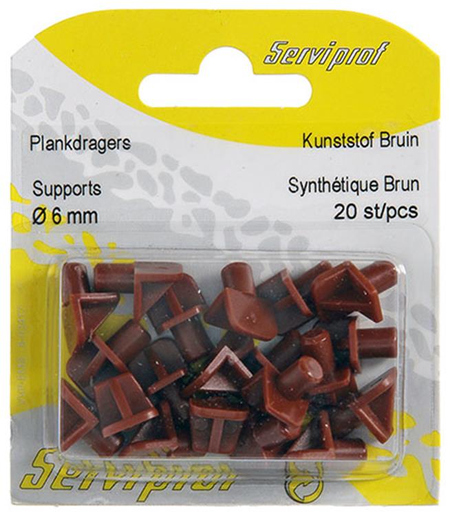 Mack 1015841 - 20 Regalträger Kunststoff braun ø 6 mm | 5 Stück
