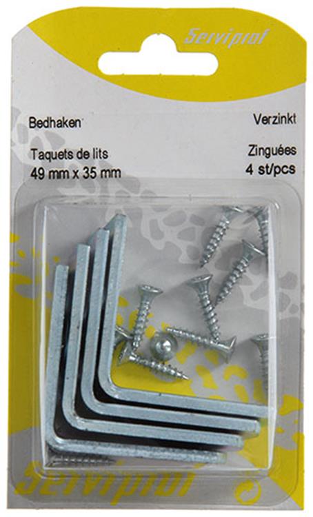 Mack 1013312 - 4 Betthaken verzinkt 49 x 35 mm | 5 Stück