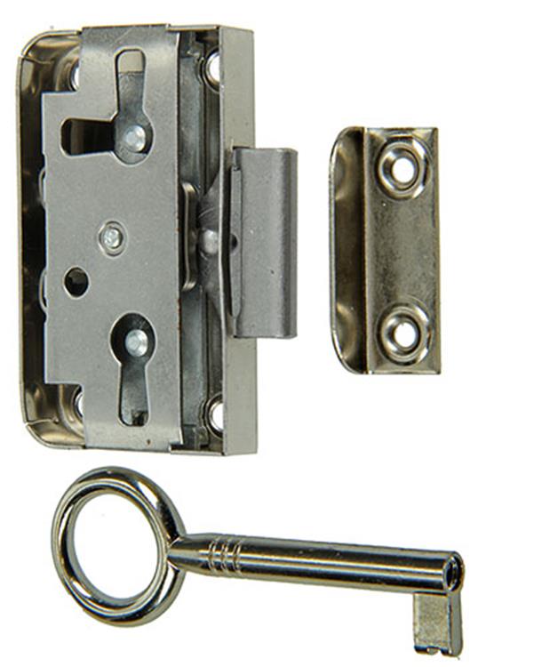 Mack 1015912 - 1 Aufputz-Möbelschloss vernickelt 15mm | 5 Stück