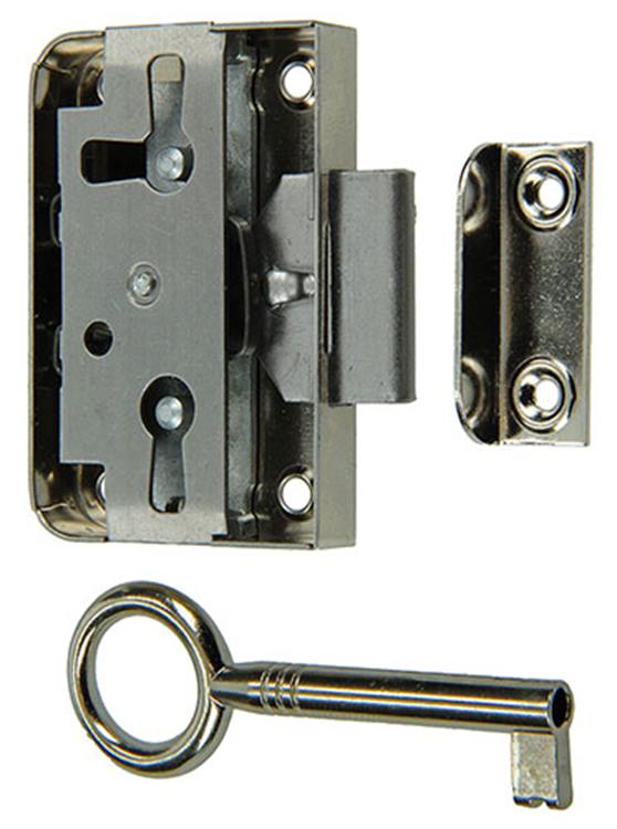 Mack 1015913 - 1 Aufputz-Möbelschloss vernickelt 20mm | 5 Stück