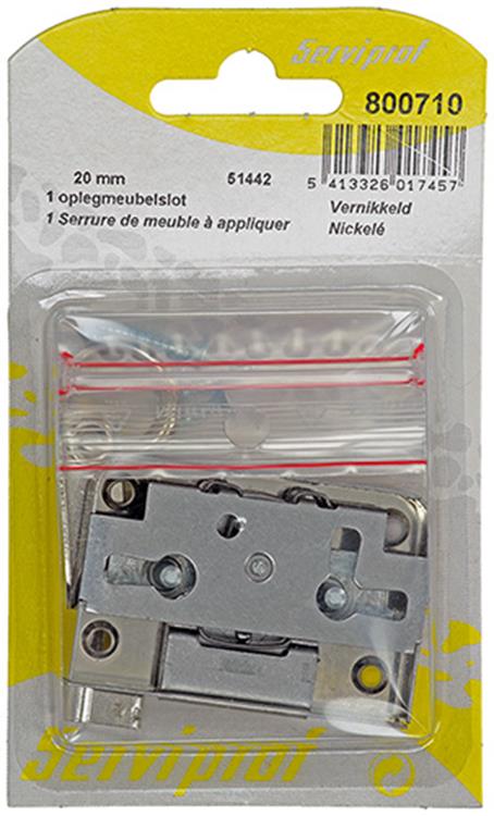 Mack 1015913 - 1 Aufputz-Möbelschloss vernickelt 20mm | 5 Stück