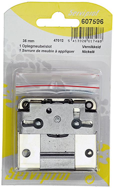 Mack 1013606 - 1 Aufputz-Möbelschloss vernickelt 35mm | 5 Stück