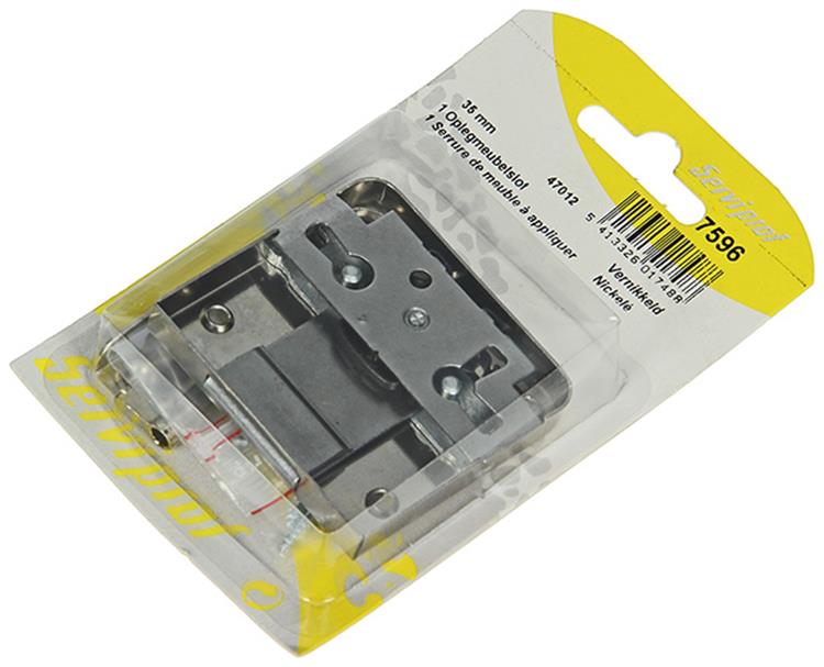 Mack 1013606 - 1 Aufputz-Möbelschloss vernickelt 35mm | 5 Stück