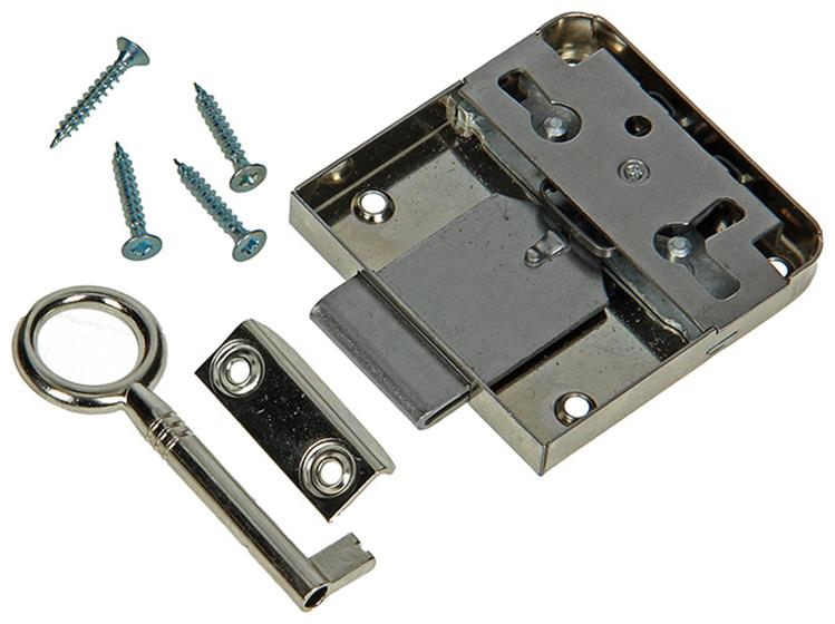 Mack 1013607 - 1 Aufputz-Möbelschloss vernickelt 40mm | 5 Stück
