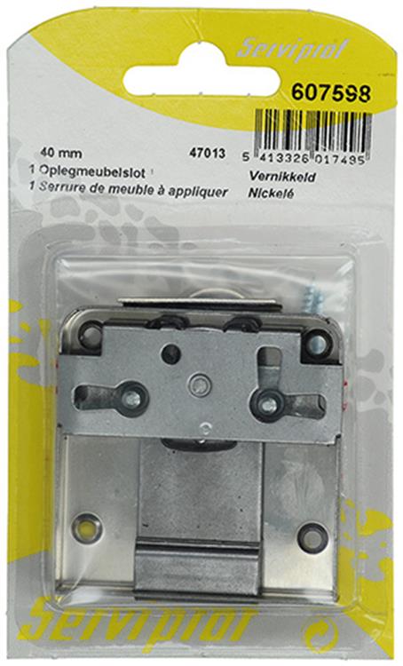 Mack 1013607 - 1 Aufputz-Möbelschloss vernickelt 40mm | 5 Stück