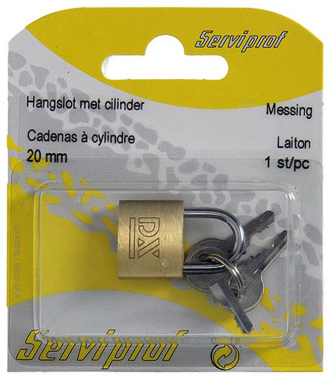 Mack 1014071 - Vorhängeschloss mit Zylinder Messing 20 mm | 10 Stück